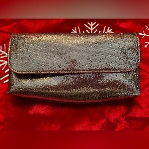 Glittering Gold with Red Detailing Clutch and Optional Wrist Strap New & Perfect